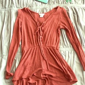 Burgundy long sleeve romper